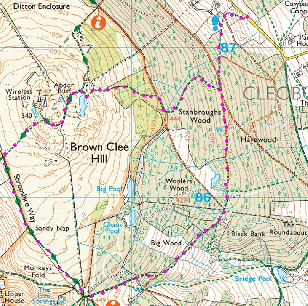 Brown Clee Hill map.